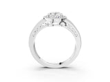 Silver Oval Cut Halo Diamond Split Shank Ring with Prong Setting_10