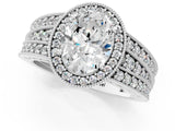 Silver Oval Cut Halo Diamond Split Shank Ring with Prong Setting_8
