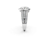 Silver Oval Cut Halo Diamond Split Shank Ring with Prong Setting_9