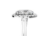 Silver Oval Cut Halo Round Diamond Solitaire Ring with Pavé Band and Four-Prong Setting_17