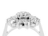 Silver Oval Cut Moissanite Floral Double Halo Engagement Ring with Prong Setting_136