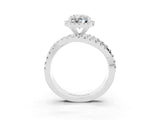 Silver Oval Cut Moissanite Halo Ring with Round Split Shank and Prong Setting_69