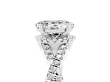 Silver Oval Cut Moissanite  Halo Twist Band Solitaire Prong Setting Ring_17