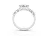 Silver Oval Cut Moissanite Scattered Round Accent Ring with Prong Setting_33