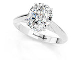 Silver Oval Cut Moissanite Solitaire Engagement Ring with Cathedral Setting and Four-Prong Mount_1