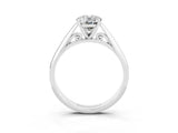 Silver Oval Cut Moissanite Solitaire Engagement Ring with Cathedral Setting and Four-Prong Mount_3
