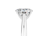 Silver Oval Cut Moissanite Solitaire Engagement Ring with Cathedral Setting and Four-Prong Mount_5