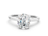 Silver Oval Cut Moissanite Solitaire Engagement Ring with Classic Band and Four-Prong Setting_18