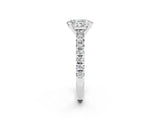 Silver Oval Cut Moissanite Solitaire Pavé Engagement Ring with Round Band and Prong Setting_92