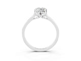 Silver Oval Cut Moissanite Solitaire Ring with Flower Prong Setting and Classic Band_3