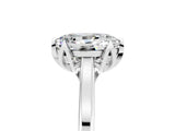 Silver Oval Cut Moissanite Solitaire Ring with Flower Prong Setting and Classic Band_5