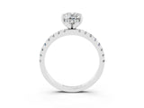 Silver Oval Cut Moissanite Solitaire Ring with Round  Pavé Band and Four-Prong Setting_27