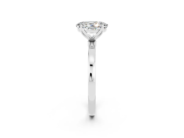 Silver Oval Cut Moissanite Solitaire Ring with Thin Band and Prong Setting