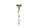 Silver Oval Cut Peridot Engagement Ring with Side Stone Accents and Four-Prong Setting_14