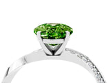 Silver Oval Cut Peridot Engagement Ring with Side Stone Accents and Four-Prong Setting_16