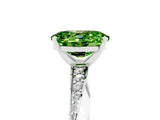 Silver Oval Cut Peridot Engagement Ring with Side Stone Accents and Four-Prong Setting_17