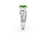 Silver Oval Cut Peridot Halo Ring with Round Split Shank and Prong Setting_80