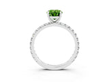Silver Oval Cut Peridot Pavé Solitaire Ring with Round Band and Prong Setting_45