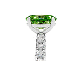 Silver Oval Cut Peridot Pavé Solitaire Ring with Round Band and Prong Setting_47