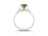 Silver Oval Cut Peridot Solitaire Engagement Ring with Cathedral Setting and Four-Prong Mount_3