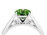 Silver Oval Cut Peridot Solitaire Engagement Ring with Cathedral Setting and Four-Prong Mount_4