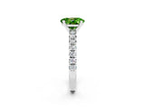 Silver Oval Cut Peridot Solitaire Pavé Engagement Ring with Round Band and Prong Setting_92