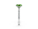 Silver Oval Cut Peridot Solitaire Ring with Round  Pavé Band and Four-Prong Setting_26