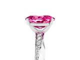 Silver Oval Cut Pink Sapphire Engagement Ring with Side Stone Accents and Four-Prong Setting_17