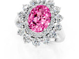 Silver Oval Cut Pink Sapphire Floral Double Halo Engagement Ring with Prong Setting_139