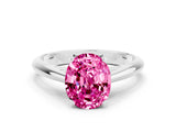 Silver Oval Cut Pink Sapphire Solitaire Engagement Ring with Cathedral Setting and Four-Prong Mount_12