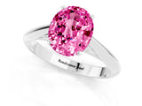Silver Oval Cut Pink Sapphire Solitaire Engagement Ring with Cathedral Setting and Four-Prong Mount_13