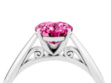 Silver Oval Cut Pink Sapphire Solitaire Engagement Ring with Cathedral Setting and Four-Prong Mount_16