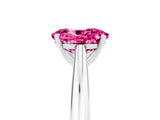Silver Oval Cut Pink Sapphire Solitaire Engagement Ring with Cathedral Setting and Four-Prong Mount_17