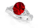 Silver Oval Cut Ruby  Halo Twist Band Solitaire Prong Setting Ring_13