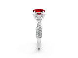 Silver Oval Cut Ruby  Halo Twist Band Solitaire Prong Setting Ring_14
