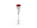Silver Oval Cut Ruby Scattered Round Accent Ring with Prong Setting_32