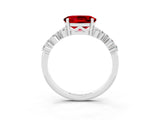 Silver Oval Cut Ruby Scattered Round Accent Ring with Prong Setting_33