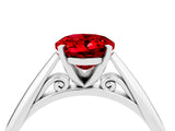 Silver Oval Cut Ruby Solitaire Engagement Ring with Cathedral Setting and Four-Prong Mount_16