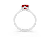 Silver Oval Cut Ruby Solitaire Ring with Flower Prong Setting and Classic Band_3