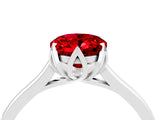 Silver Oval Cut Ruby Solitaire Ring with Flower Prong Setting and Classic Band_4