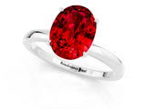 Silver Oval Cut Ruby Solitaire Ring with Thin Band and Prong Setting_43