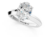 Silver Oval Cut Solitaire Engagement Ring with Flat Band and Four-Prong Setting 1