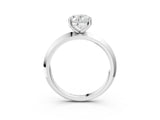 Silver Oval Cut Solitaire Engagement Ring with Flat Band and Four-Prong Setting 3