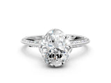 Silver Oval Cut Solitaire Split Shank Pave Diamond Engagement Ring with Four-Prong Setting_13