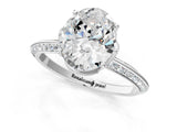 Silver Oval Cut Solitaire Split Shank Pave Diamond Engagement Ring with Four-Prong Setting_14