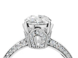 Silver Oval Cut Solitaire Split Shank Pave Diamond Engagement Ring with Four-Prong Setting_53