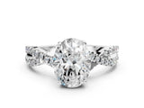 Silver Oval Cut Solitaire Twist Pave Diamond Engagement Ring with Prong Setting_19