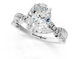 Silver Oval Cut Solitaire Twist Pave Diamond Engagement Ring with Prong Setting_20