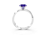 Silver Oval Cut Tanzanite Engagement Ring with Side Stone Accents and Four-Prong Setting_15