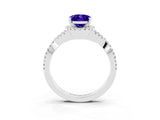 Silver Oval Cut Tanzanite  Halo Twist Band Solitaire Prong Setting Ring_15